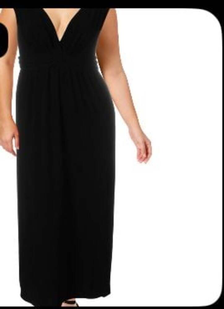 NY Collection Womens Black Ruched Maxi Party Dress Plus 2X